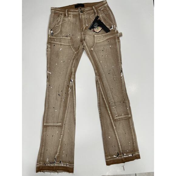 TULONES Khaki Carpenter Splash Pants 34 NWT!! - Picture 1 of 4